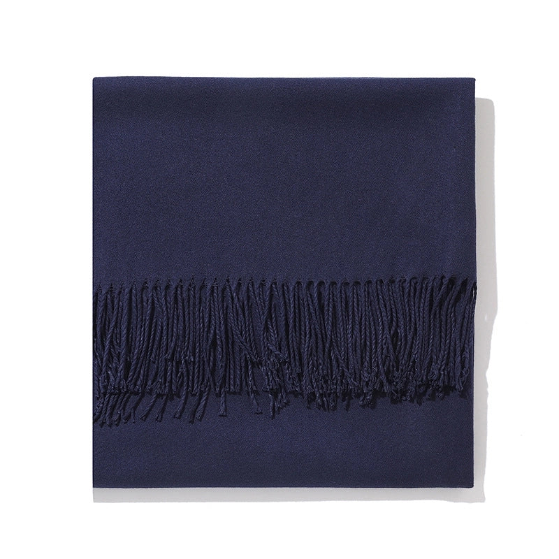 250g Autumn And Winter New Warm Thick Cashmere Texture Solid Color Couples Long Scarf Air Conditioning Tassel Shawl