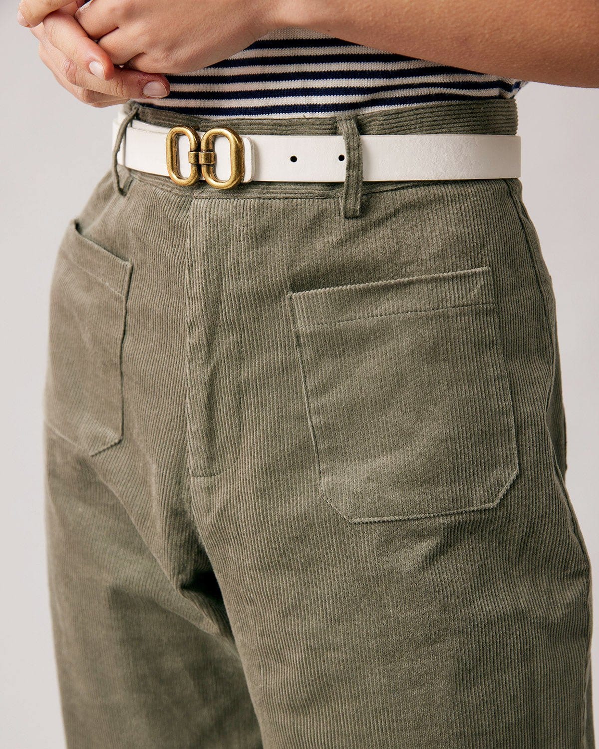 The Green High Waisted Corduroy Pants