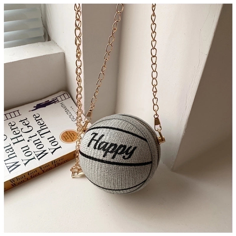 Kid's Pu Leather Letter Classic Style Round Zipper Crossbody Bag Coin Purse