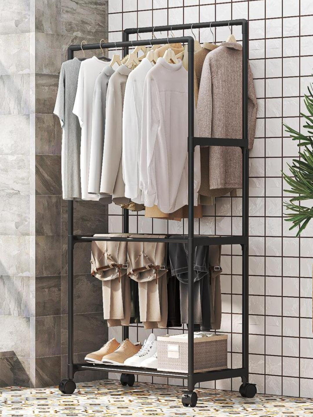 DUAL POLE CLOTHES RACK