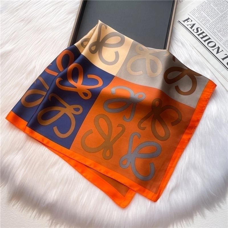 Women's Elegant Minimalist Color Block Polyester Printing Silk Scarf