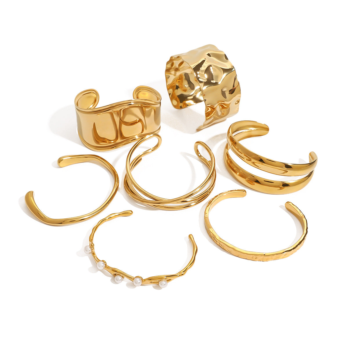 Stainless Steel Gold Pearl Bracelet Open Bracelet Titanium Steel Bracelet