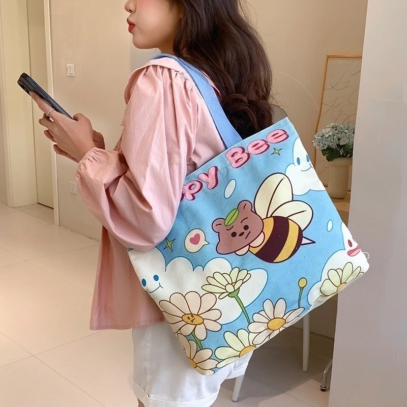 Women's Cute Cartoon Canvas Shopping Bags
