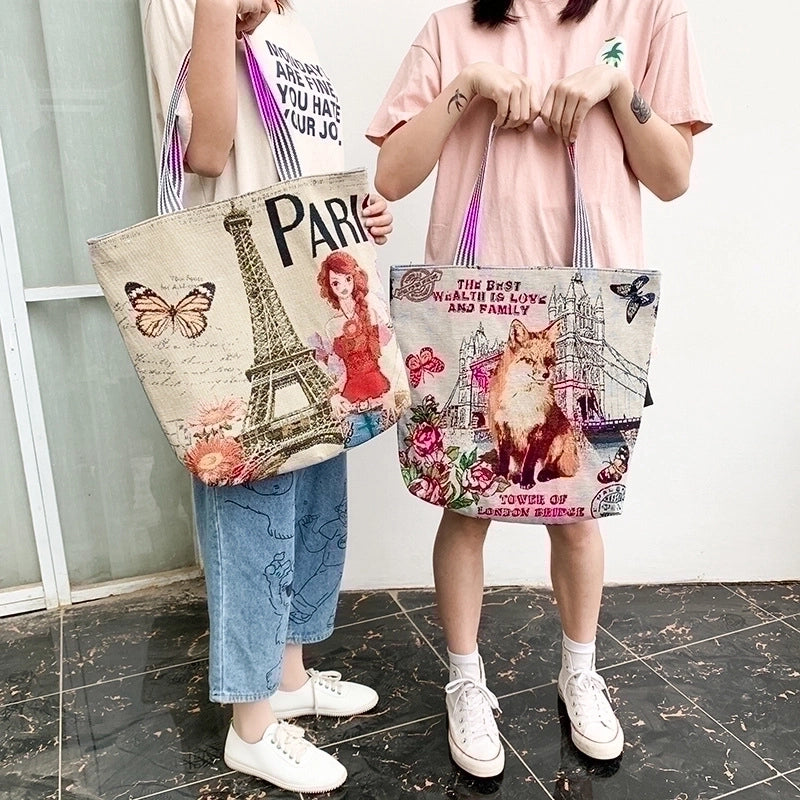 Women's Ethnic Style Butterfly Canvas Shopping Bags