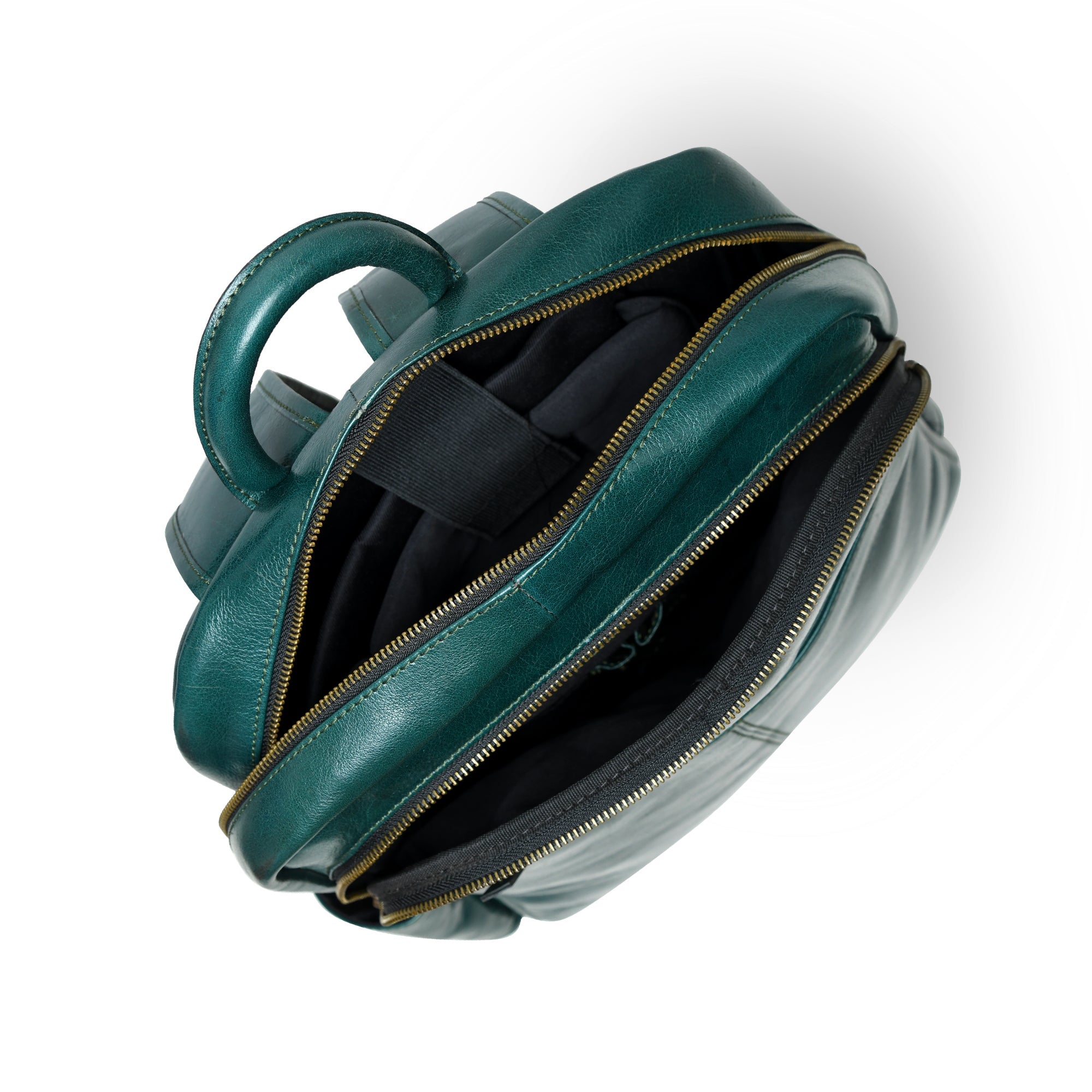 Luxury Italian Leather Backpack. Green