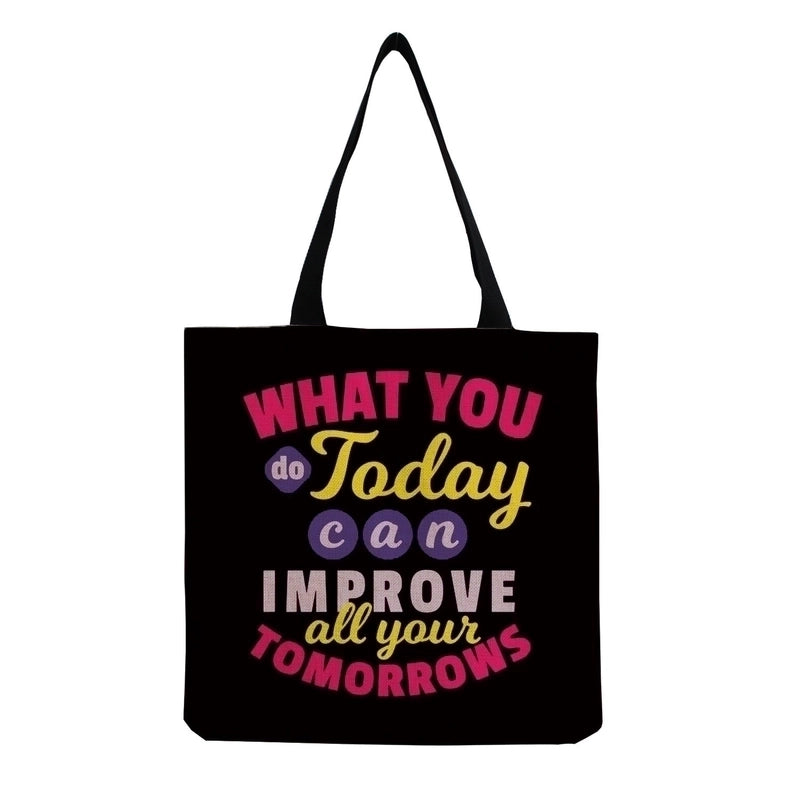 Women's Minimalist Letter Cotton And Linen Shopping Bags