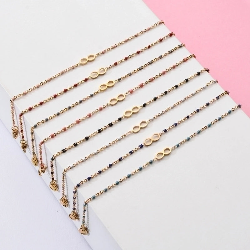 Minimalist Commute Infinity Stainless Steel Enamel Plating Bracelets