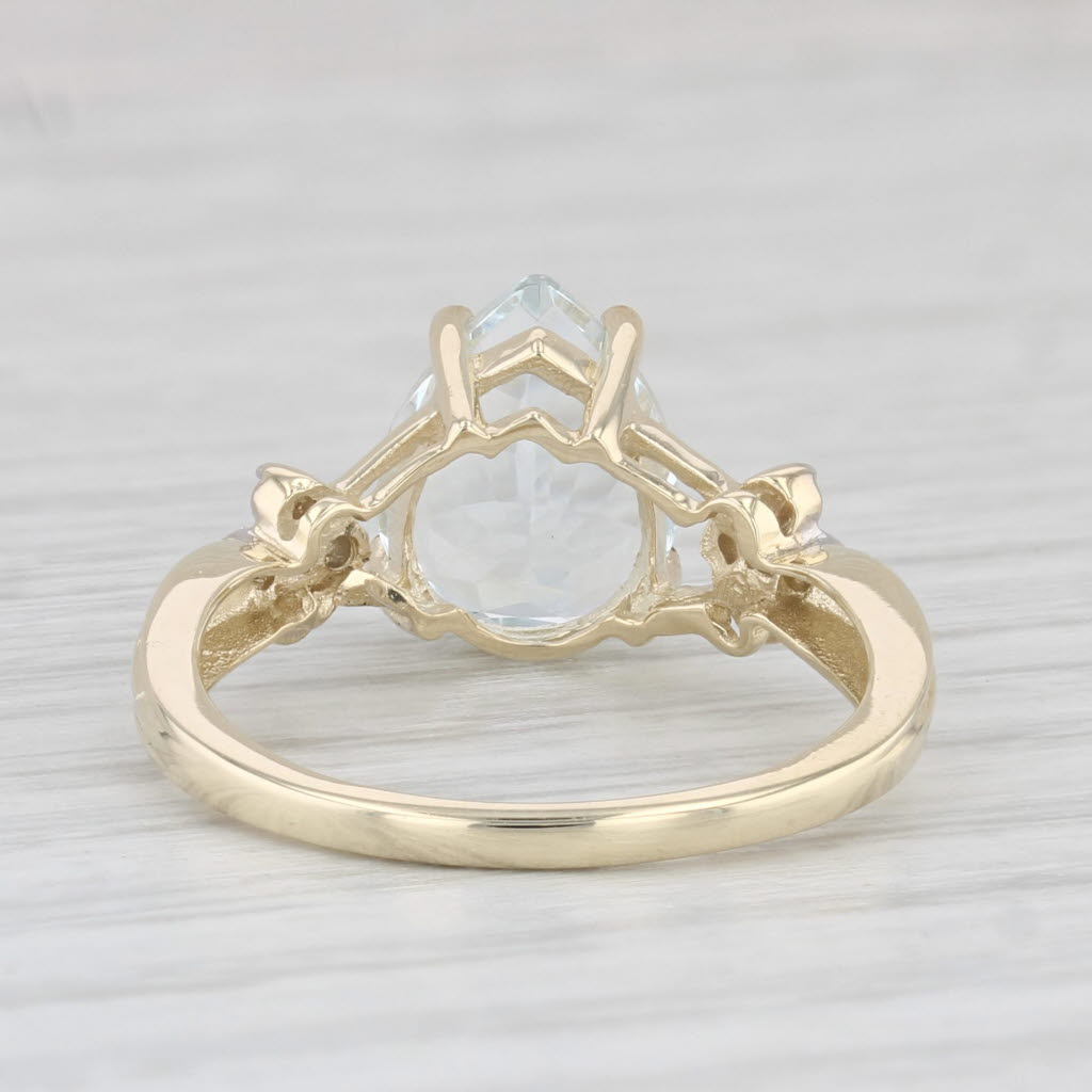 2.22ctw Pear Aquamarine Diamond Ring 10k Yellow Gold Size 6