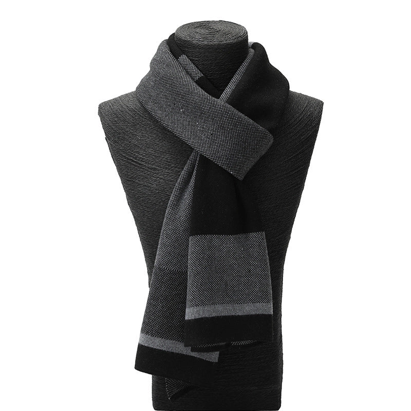 Men's Scarf Winter Warm Plaid Thickened Business Knitted Cashmere Thick Scarf Fashionable Scarf