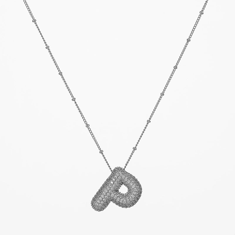 Copper Gold Plated Silver Plated IG Style Minimalist Plating Inlay Letter Zircon Pendant Necklace