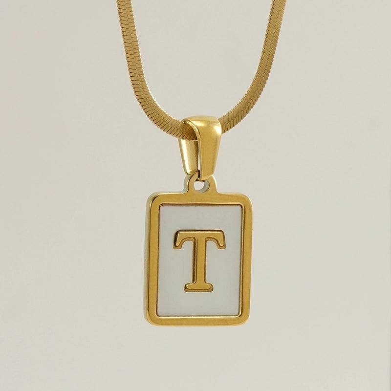 Stainless Steel 18K Gold Plated Casual  Plating Inlay Letter Shell Pendant Necklace