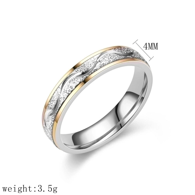 Elegant Modern Style Round Titanium Steel Artificial Diamond 18K Gold Plated Inlay Rings