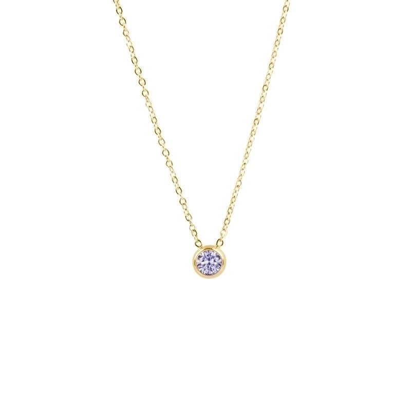 1 Piece Lady Round Stainless Steel Titanium Steel 18k Gold Plated Zircon Pendant Necklace
