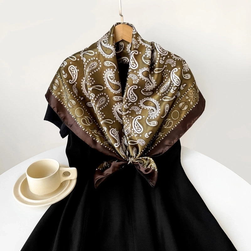 Women's Casual Vacation Printing Satin Printing And Dyeing Floral Silk Scarf Kerchief