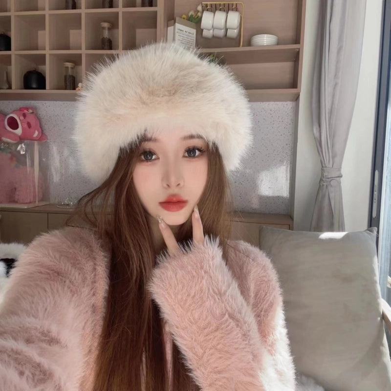 New Hat Winter New Thickened Warm Faux Fur Fashion Simple Fisherman Hat Faux Mink Women's Mongolian Hat