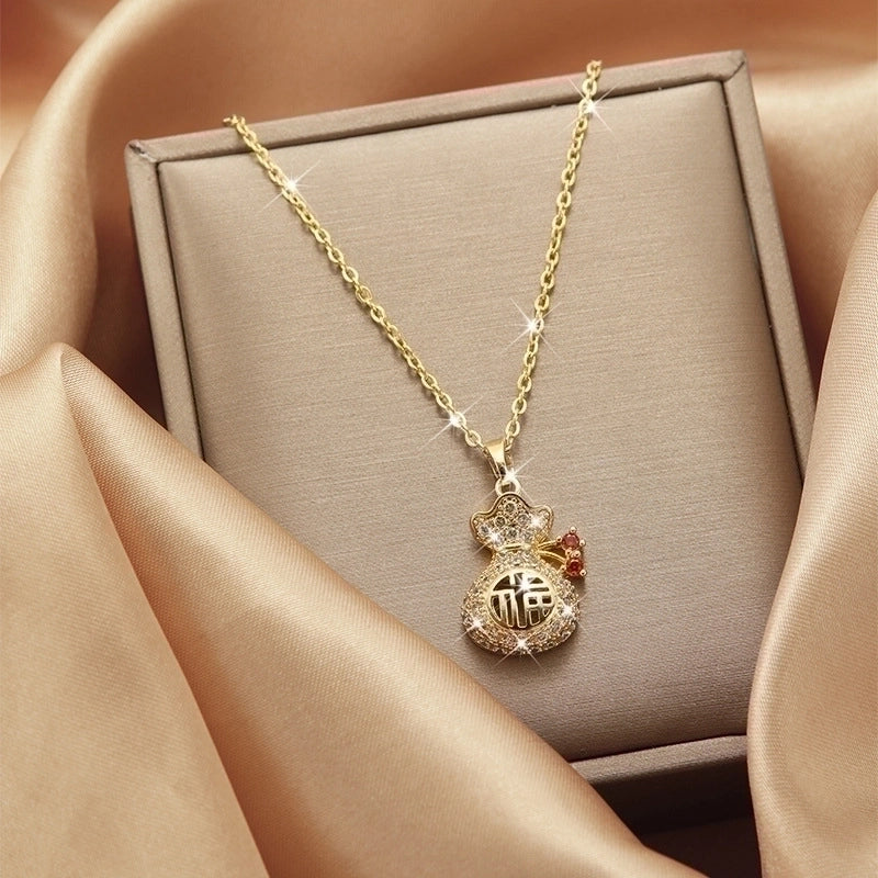 Titanium Steel Vintage Style Tassel Plating Doll Constellation Crown Pendant Necklace