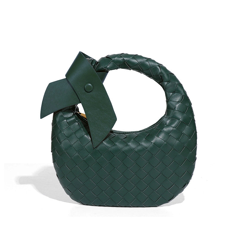 Women's Small Pu Leather Solid Color Elegant Streetwear Weave Square Zipper Straw Bag