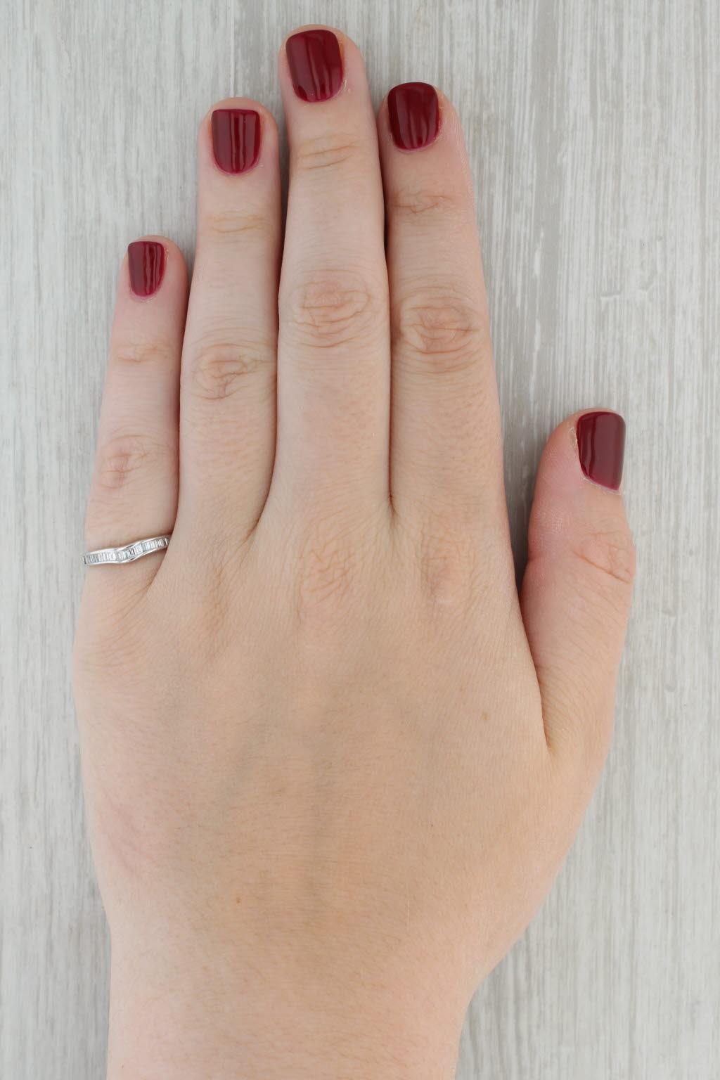 0.25ctw Diamond Contoured Wedding Ring 14k White Gold Size 5.75 Stackable