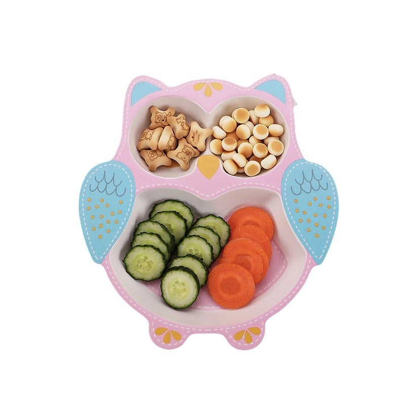 Creative Cute Cartoon Bamboo Fiber Children Dishes Household Kindergarten Children's Plate Baby Grid Plate