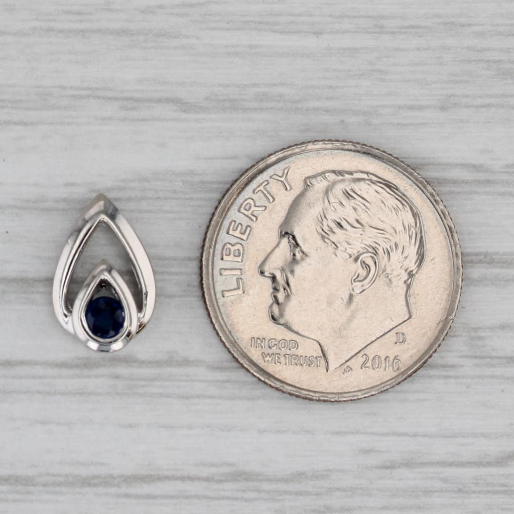 0.10ctw Small Blue Sapphire Teardrop Pendant 900 Platinum