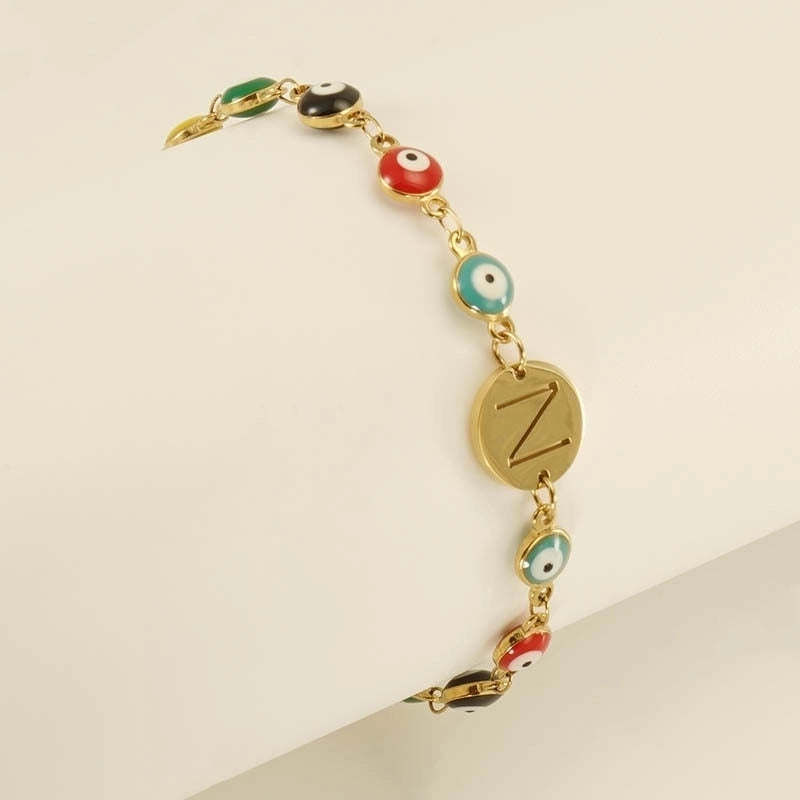Titanium Steel Gold Plated Minimalist Classic Style Letter Plating Bracelets