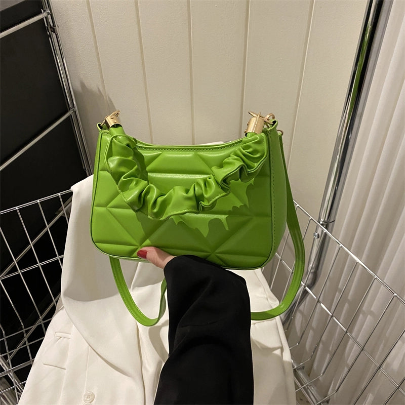 Women's Pu Leather Solid Color Cute Pillow Shape Zipper Shoulder Bag Crossbody Bag