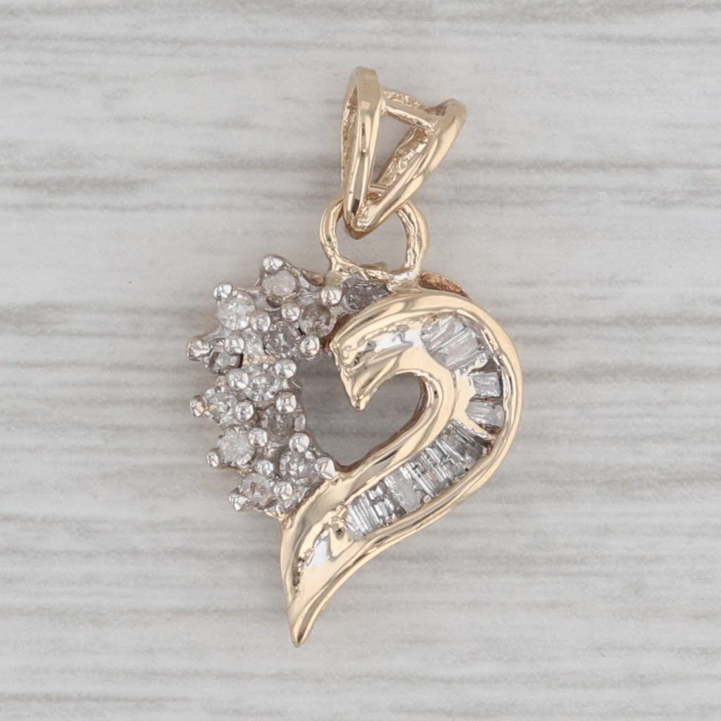 0.11ctw Diamond encrusted Open Heart Pendant 10k Yellow Gold