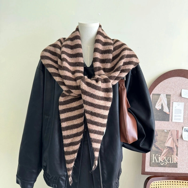 Women's Vacation Minimalist Stripe Blended Bevel Angle Shawl