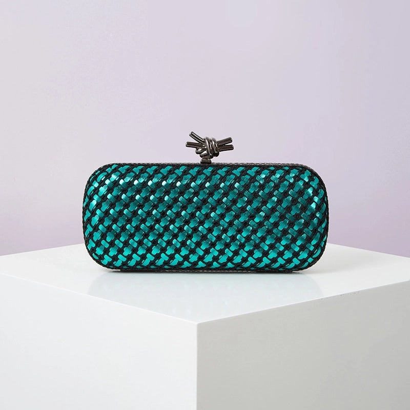Colour Black Blue Pu Leather Polyester Geometric Evening Bags