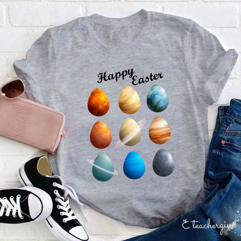 Happy Easter Planets Teacher T-Shirt