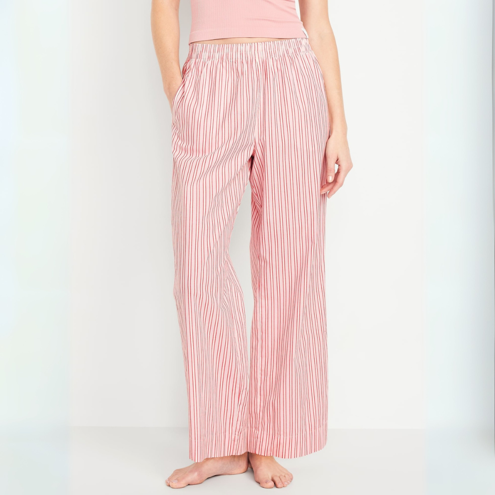 High Rise Printed Poplin Pants