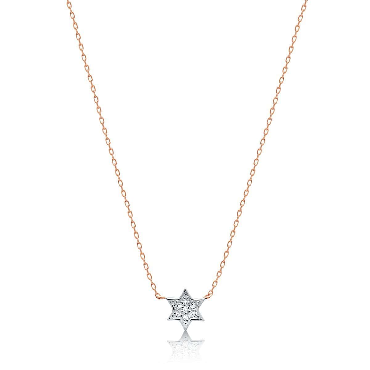 Petite Diamond Jewish Star Necklace in 14k Gold. White Gold or Rose Gold