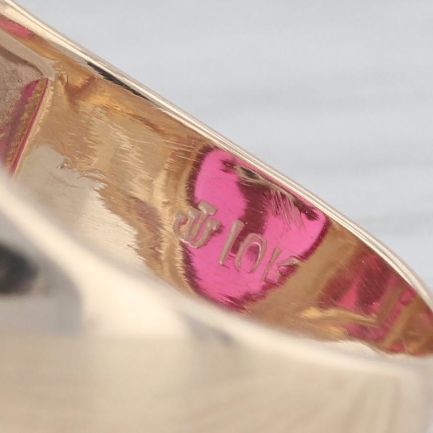 Lab Created Ruby Masonic Signet Ring 10k Yellow Gold Size 10.25 Blue Lodge