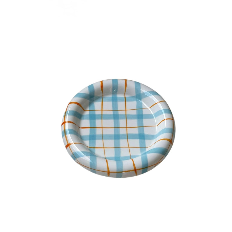 Cute Lattice Porcelain Plate 1 Piece