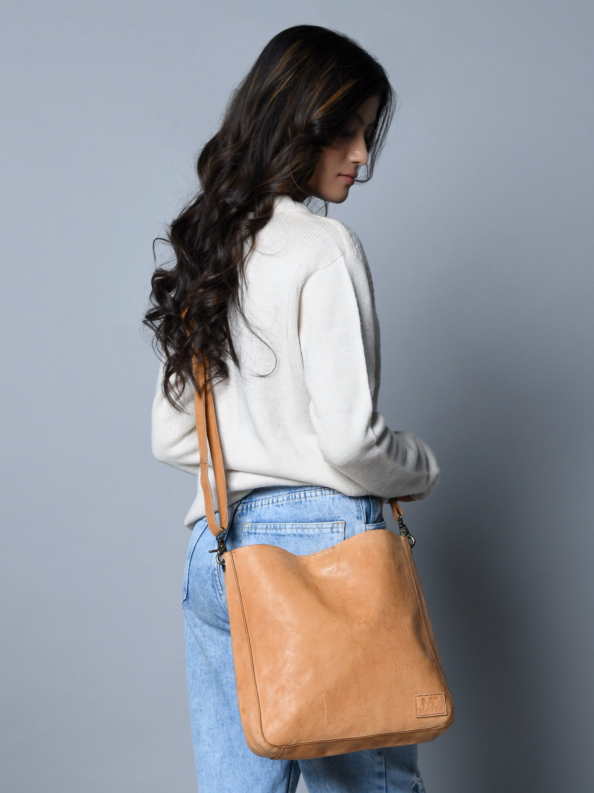 Serenity Everyday Crossbody Sling. Tan