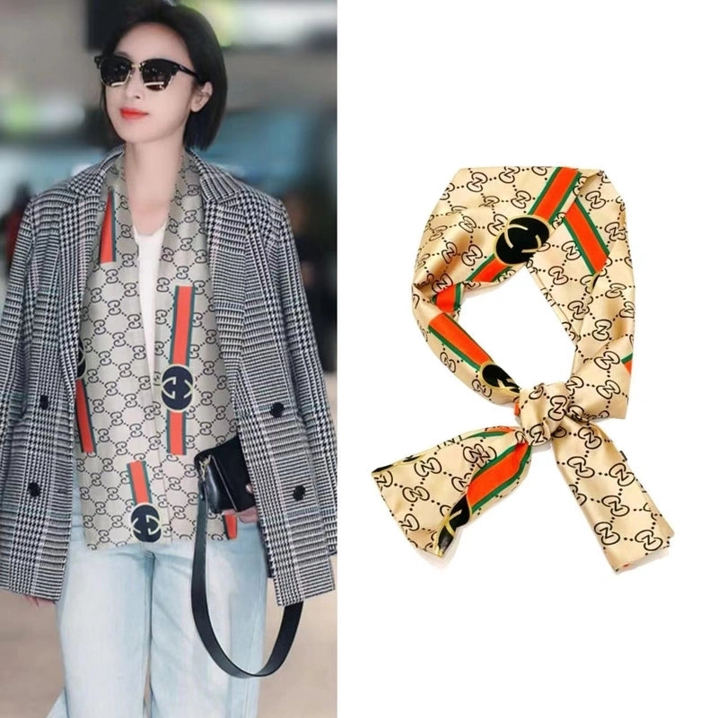 Women's Elegant Minimalist Geometric Chiffon Printing Silk Scarf