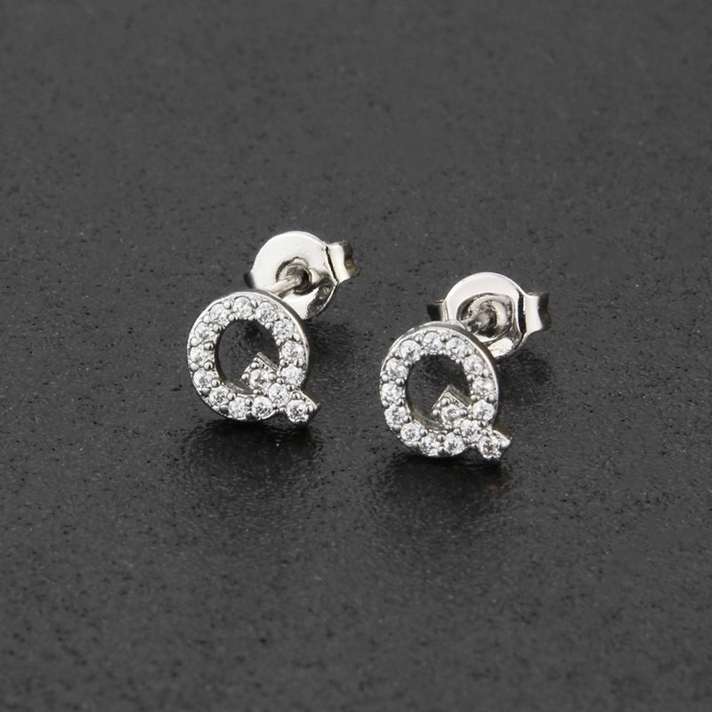 1 Pair Fashion Letter Inlay Copper Zircon Gold Plated Ear Studs