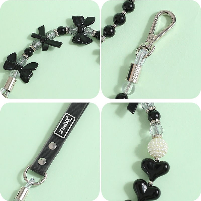 Jeweled Pearl Decor Dog Collar&Leash