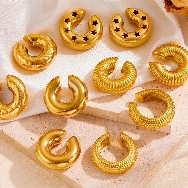 1 Pair Minimalist Classic Style C Shape U Shape Plating Titanium Steel Titanium Steel 18K Gold Plated Ear Cuffs