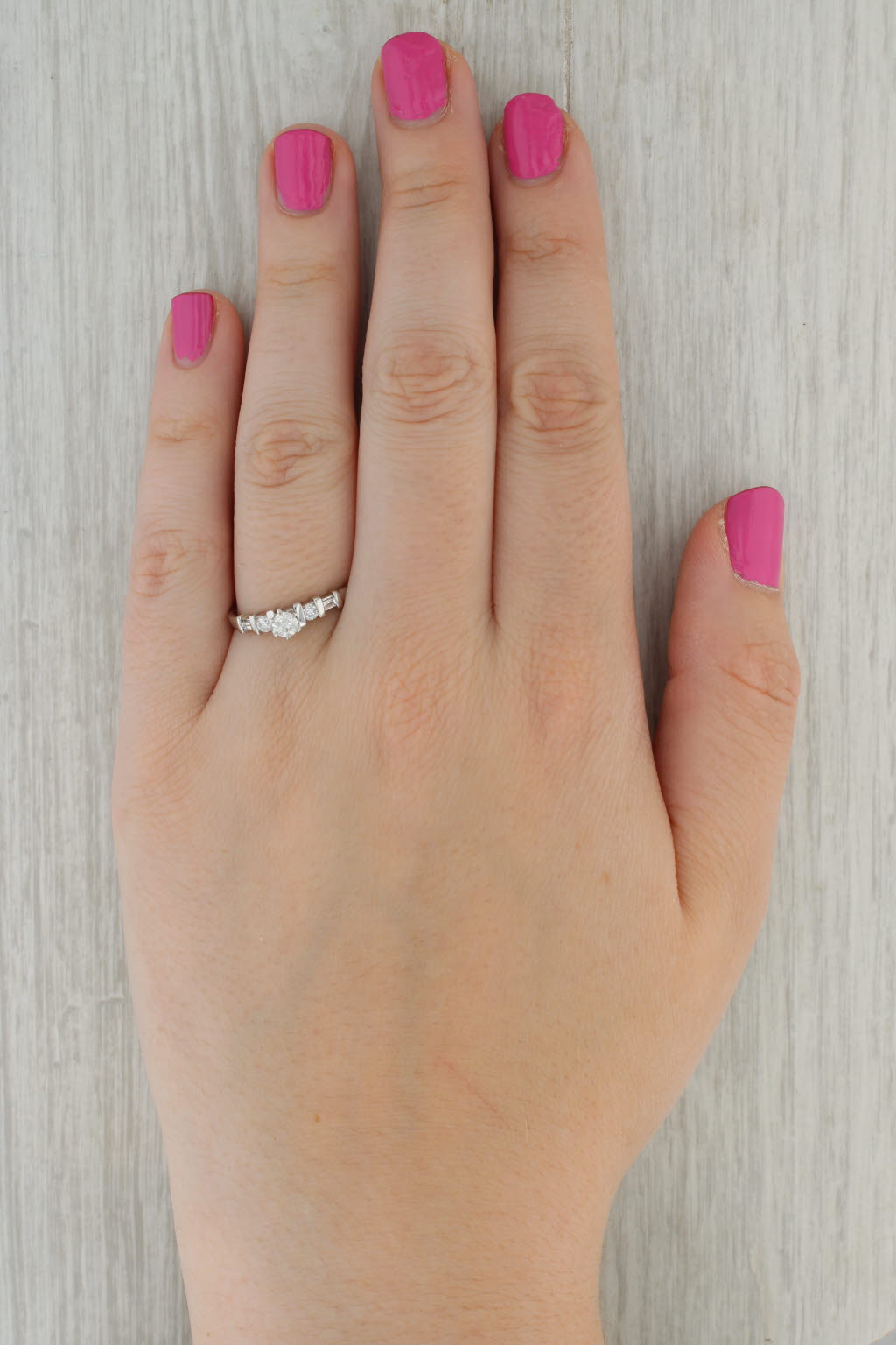 0.38ctw Round Diamond Engagement Ring Platinum Size 8.75 Solitaire w/ Accents