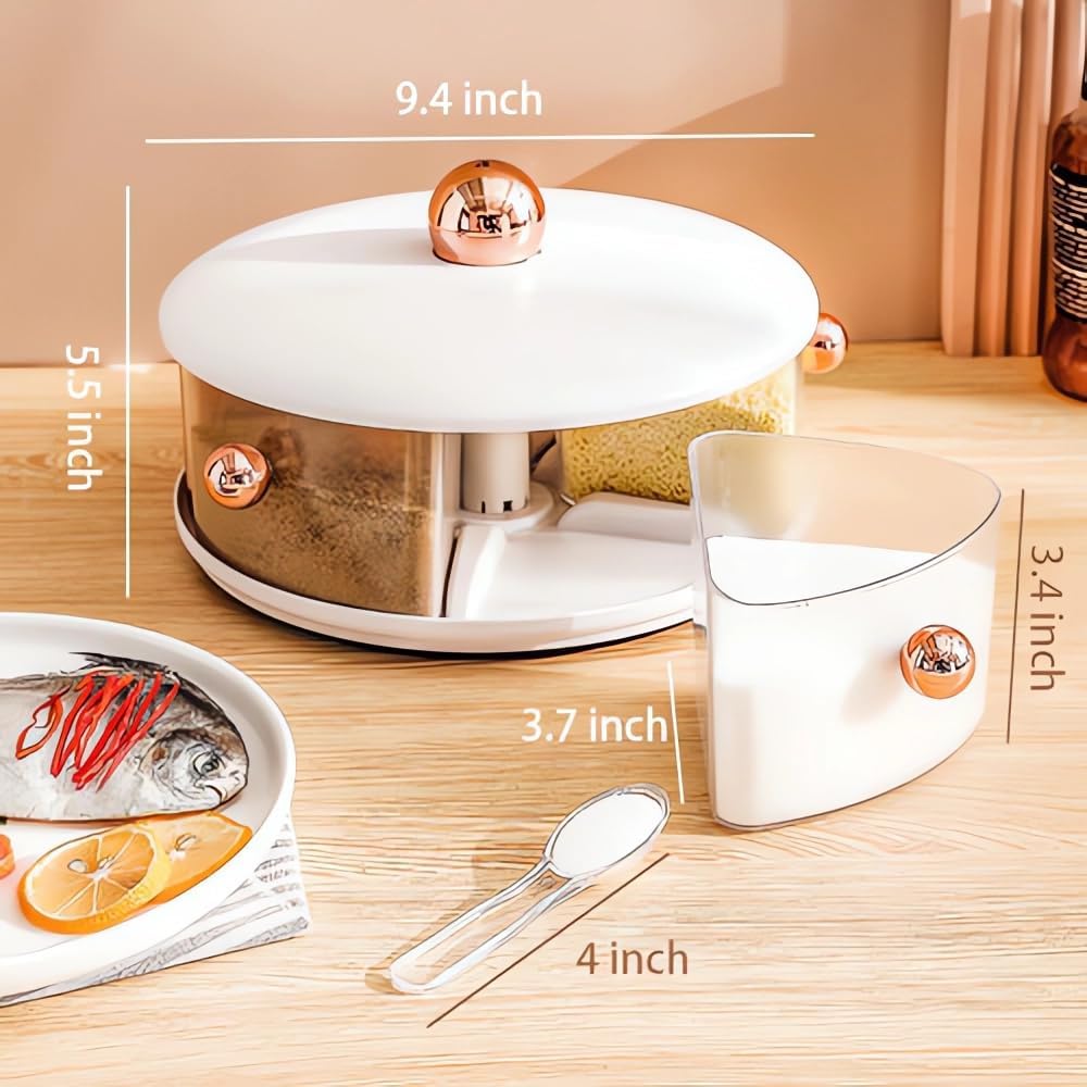 Kitchen Multifunctional Spice Dispenser. 360° Rotating Large Capacity Spice Seasoning Box