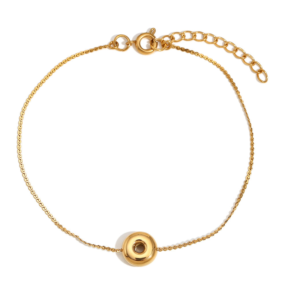 Fashionable Niche Personality Hot Style Simple Hand Jewelry Stainless Steel Plated 18K Gold Bubble Letter S Chain Bracelet