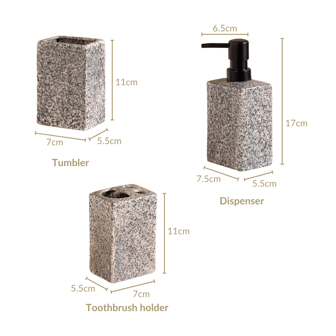 Natural Stone Textured Bathroom Set Of 3