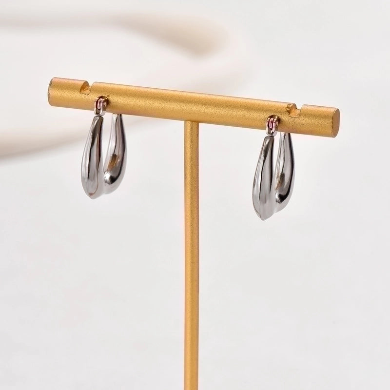 1 Pair Basic Vintage Style U Shape Plating 201 Stainless Steel 18K Gold Plated Hoop Earrings