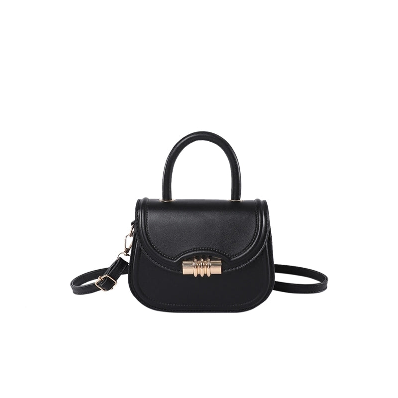 Women's Pu Leather Solid Color Elegant Semicircle Flip Cover Handbag