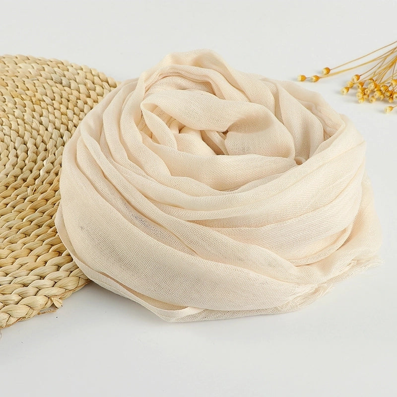 Women's Sweet Solid Color Cotton Silk Scarves