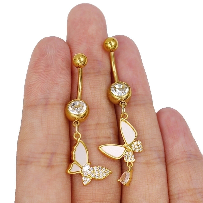 1 Piece Belly Rings Sexy Classic Style Star Heart Shape Butterfly 316L Stainless Steel  Alloy Inlay Resin Rhinestones Glass Gold Plated