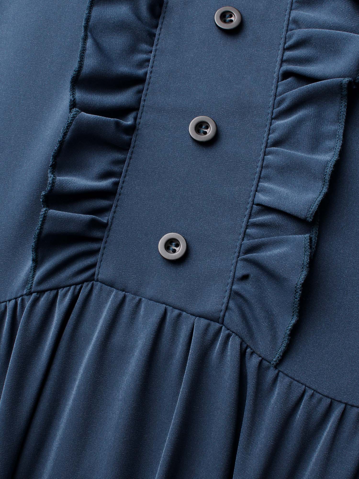 Solid Ruffle Trim Elastic Waist Midi Dress