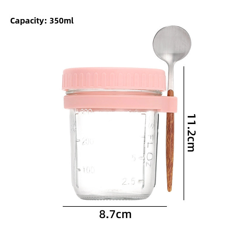 Overnight Oatmeal Cup Mason Sealed Glass Cup Portable Salad Cup With Lid Spoon Children Drink Soy Milk Yogurt