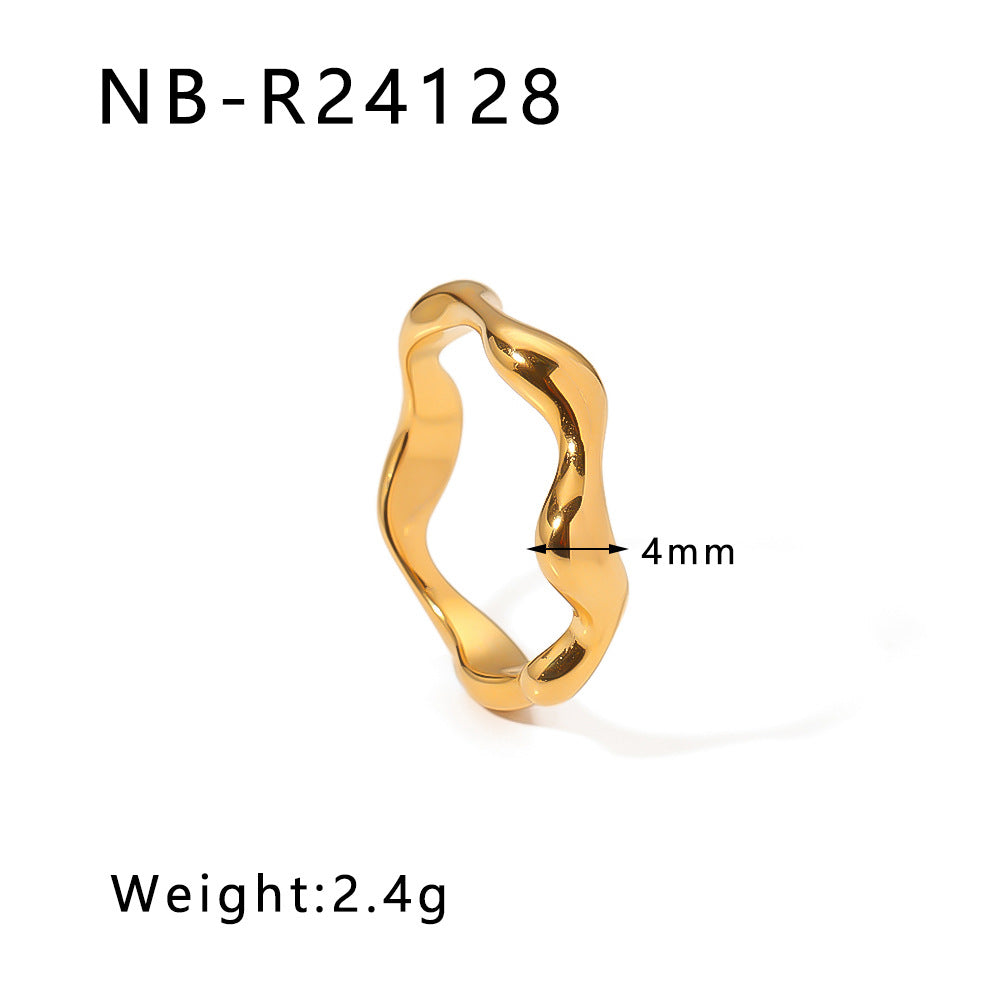 Personalized Special-Shaped Oversized Exaggerated Irregular Stainless Steel Ring With Asymmetric Fingerprints